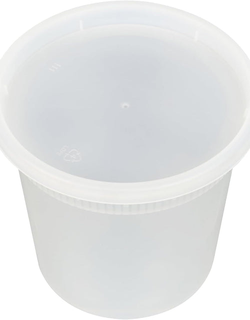 Load image into Gallery viewer, Asporto Microwavable To-Go Container - BPA Free round Soup Container with Clear Plastic Lid - Catering &amp; Takeout - 24 Oz - Clear - Plastic - Disposable - 100Ct Box
