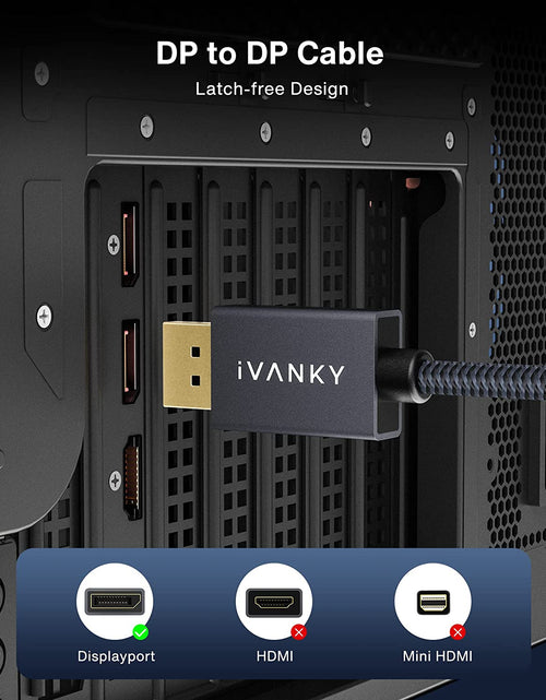 Load image into Gallery viewer, VESA Certified Displayport Cable,  1.2 DP Cable 6.6Ft/2M, [4K@60Hz, 2K@165Hz, 2K@144Hz], Gold-Plated Braided High Speed Display Port Cable 144Z, for Gaming Monitor, Graphics Card, TV, PC, Laptop
