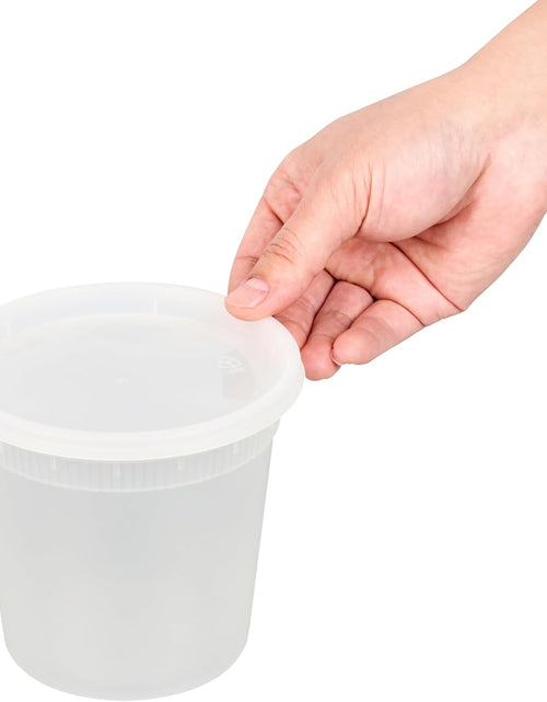Load image into Gallery viewer, Asporto Microwavable To-Go Container - BPA Free round Soup Container with Clear Plastic Lid - Catering &amp; Takeout - 24 Oz - Clear - Plastic - Disposable - 100Ct Box
