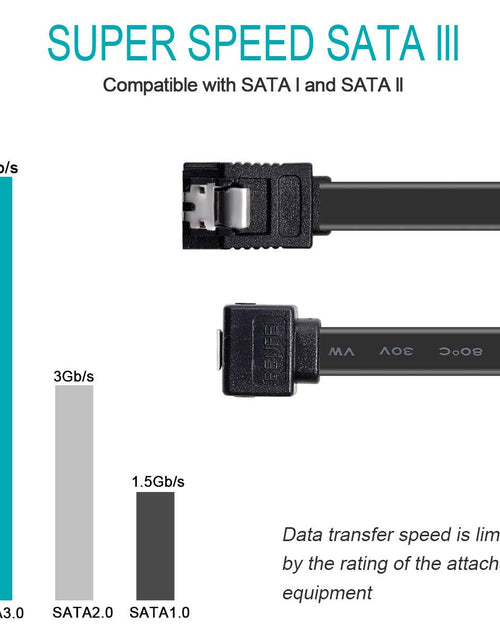 Load image into Gallery viewer, SATA Cable III, 3 Pack SATA Cable III 6Gbps 90 Degree Right Angle with Locking Latch 18 Inch for SATA HDD, SSD, CD Driver, CD Writer - Black
