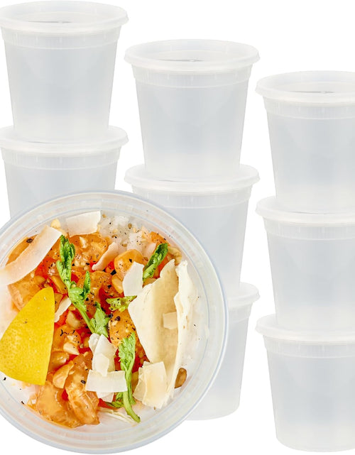 Load image into Gallery viewer, Asporto Microwavable To-Go Container - BPA Free round Soup Container with Clear Plastic Lid - Catering &amp; Takeout - 24 Oz - Clear - Plastic - Disposable - 100Ct Box
