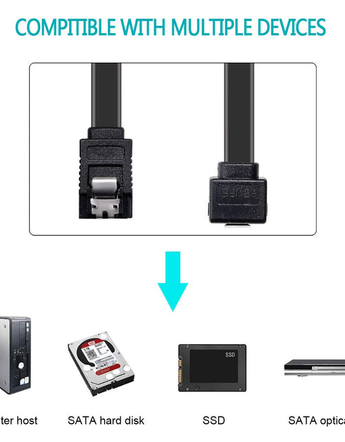 Load image into Gallery viewer, SATA Cable III, 3 Pack SATA Cable III 6Gbps 90 Degree Right Angle with Locking Latch 18 Inch for SATA HDD, SSD, CD Driver, CD Writer - Black
