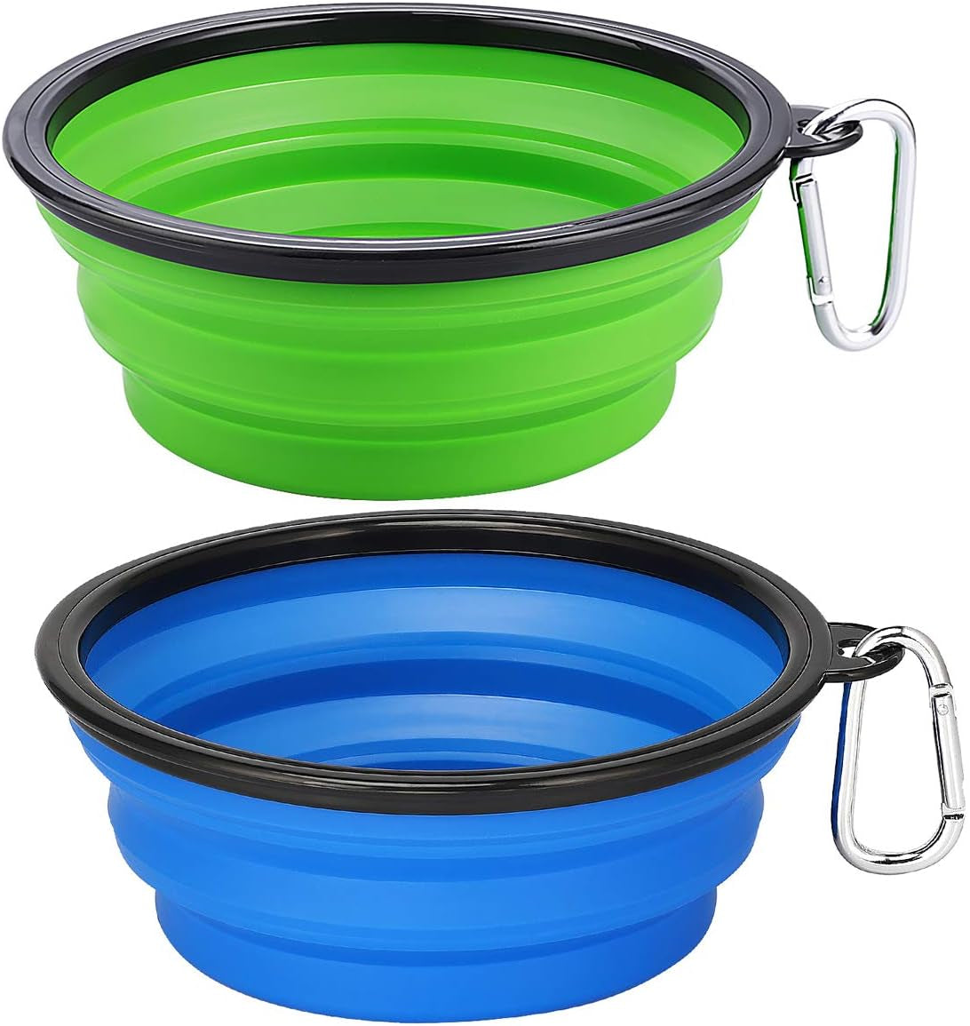 Extra Large Collapsible Dog Bowls 2 Pack, 34Oz Foldable Dog Travel Bowl, Portable Dog Water Food Bowl with Carabiner, Pet Feeding Cup Dish for Traveling, Walking, Parking