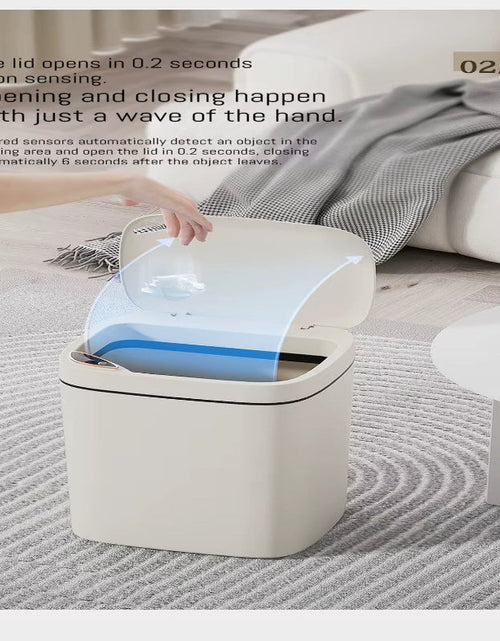 Load image into Gallery viewer, 16L Smart Bathroom Trash Can White Non-Contact Narrow Smart Sensor Trash Can Smart Home Automatic Bagging Electronic Trash Can
