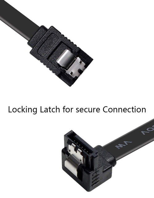Load image into Gallery viewer, SATA Cable III, 3 Pack SATA Cable III 6Gbps 90 Degree Right Angle with Locking Latch 18 Inch for SATA HDD, SSD, CD Driver, CD Writer - Black
