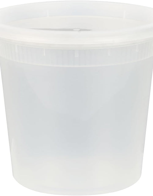 Load image into Gallery viewer, Asporto Microwavable To-Go Container - BPA Free round Soup Container with Clear Plastic Lid - Catering &amp; Takeout - 24 Oz - Clear - Plastic - Disposable - 100Ct Box
