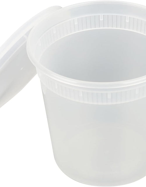 Load image into Gallery viewer, Asporto Microwavable To-Go Container - BPA Free round Soup Container with Clear Plastic Lid - Catering &amp; Takeout - 24 Oz - Clear - Plastic - Disposable - 100Ct Box
