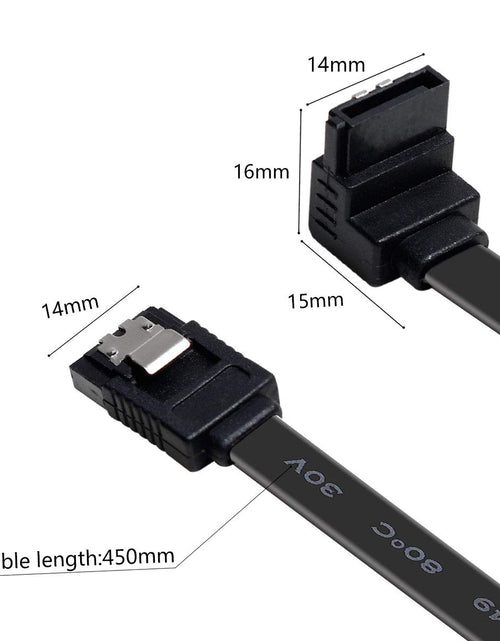 Load image into Gallery viewer, SATA Cable III, 3 Pack SATA Cable III 6Gbps 90 Degree Right Angle with Locking Latch 18 Inch for SATA HDD, SSD, CD Driver, CD Writer - Black
