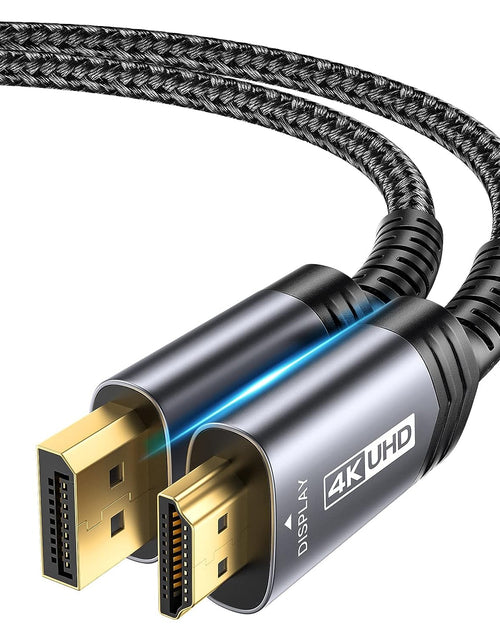 Load image into Gallery viewer, Displayport to HDMI Cable 10FT,  DP to HDMI Male to Male Video Cable FHD Nylon Braided DP to HDTV Unidirectional Cord for Dell, Monitor, Projector, Desktop, AMD, NVIDIA, Lenovo, Hp,Thinkpad-Grey
