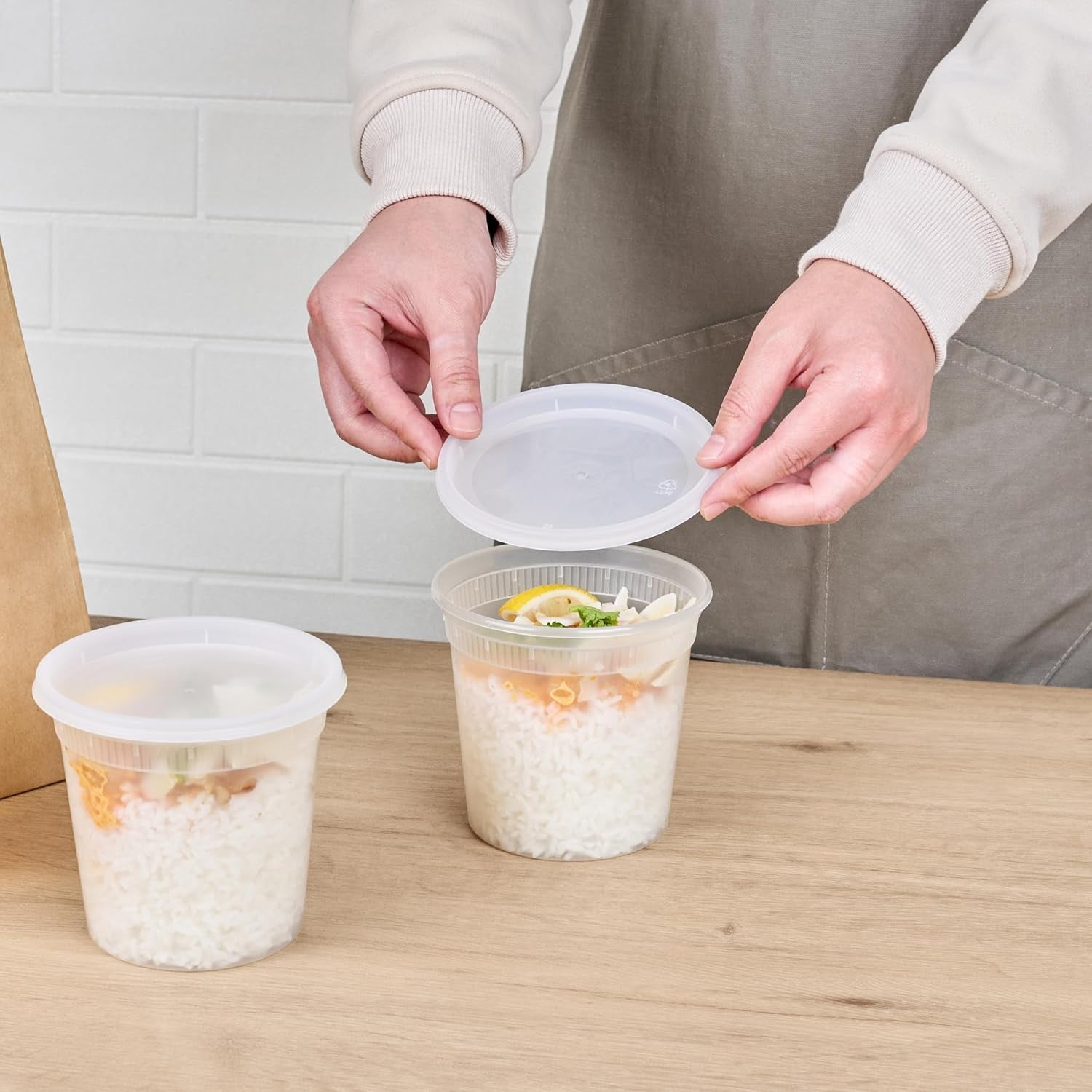 Asporto Microwavable To-Go Container - BPA Free round Soup Container with Clear Plastic Lid - Catering & Takeout - 24 Oz - Clear - Plastic - Disposable - 100Ct Box