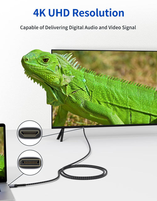 Load image into Gallery viewer, Displayport to HDMI Cable 10FT,  DP to HDMI Male to Male Video Cable FHD Nylon Braided DP to HDTV Unidirectional Cord for Dell, Monitor, Projector, Desktop, AMD, NVIDIA, Lenovo, Hp,Thinkpad-Grey
