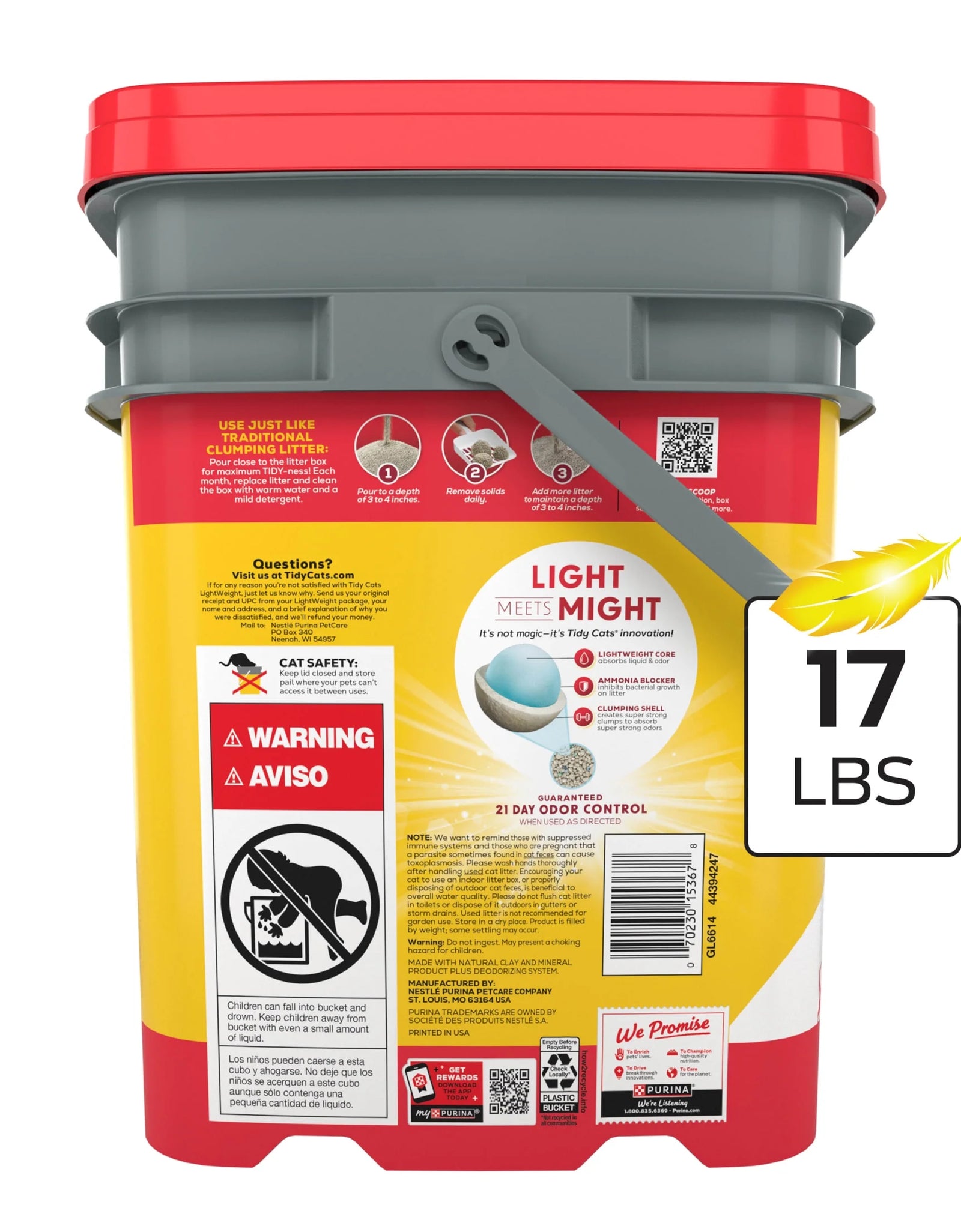 Purina  Lightweight Clumping Cat Litter, Low Dust, 24/7 Odor Control, 17 Lb. Pail