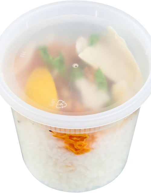 Load image into Gallery viewer, Asporto Microwavable To-Go Container - BPA Free round Soup Container with Clear Plastic Lid - Catering &amp; Takeout - 24 Oz - Clear - Plastic - Disposable - 100Ct Box
