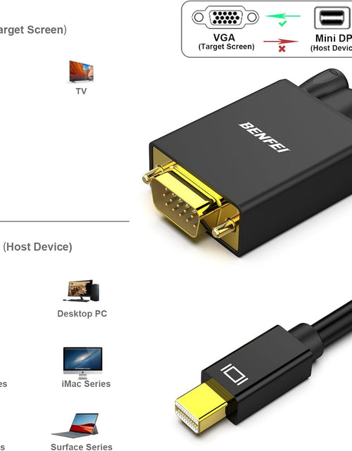 Load image into Gallery viewer, Mini Displayport to VGA Cable,  Mini Displayport to VGA 6 Feet Cable (Thunderbolt 2 Compatible) with Macbook Air/Pro, Surface Pro/Dock, Monitor, Projector
