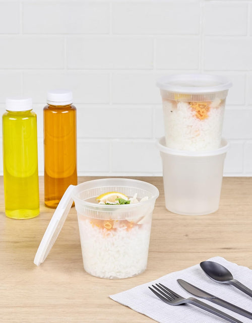 Load image into Gallery viewer, Asporto Microwavable To-Go Container - BPA Free round Soup Container with Clear Plastic Lid - Catering &amp; Takeout - 24 Oz - Clear - Plastic - Disposable - 100Ct Box
