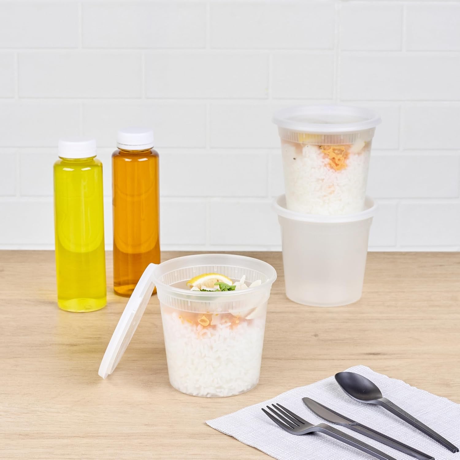 Asporto Microwavable To-Go Container - BPA Free round Soup Container with Clear Plastic Lid - Catering & Takeout - 24 Oz - Clear - Plastic - Disposable - 100Ct Box
